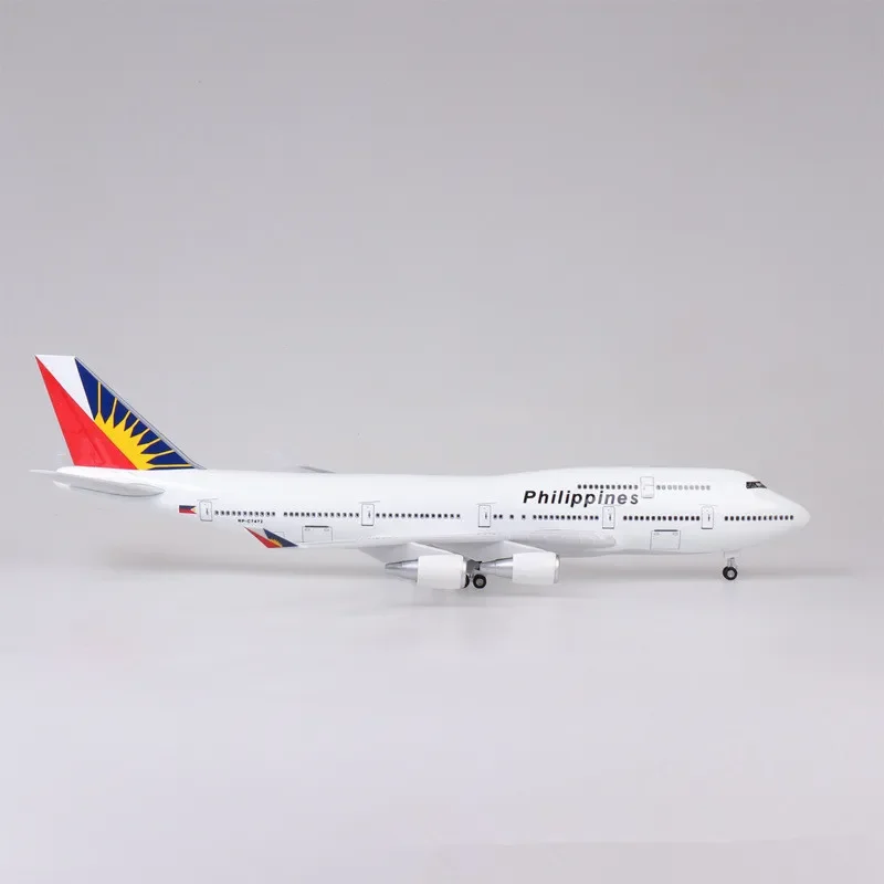 1:150 Scala 47Cm Diecast Model Philippine Airlines Boeing 747 Resin Airplane Airbus Con Display Collezione Di Giocattoli Leggero E Ruote