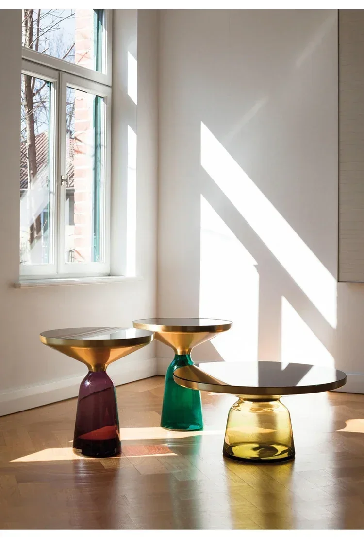 Description Picture 4 of itemNordic Designer Coffee Tables Round Glass Living Room Hospitality Side Table Transparent Unique Mesa De Centro Bedroom Furniture