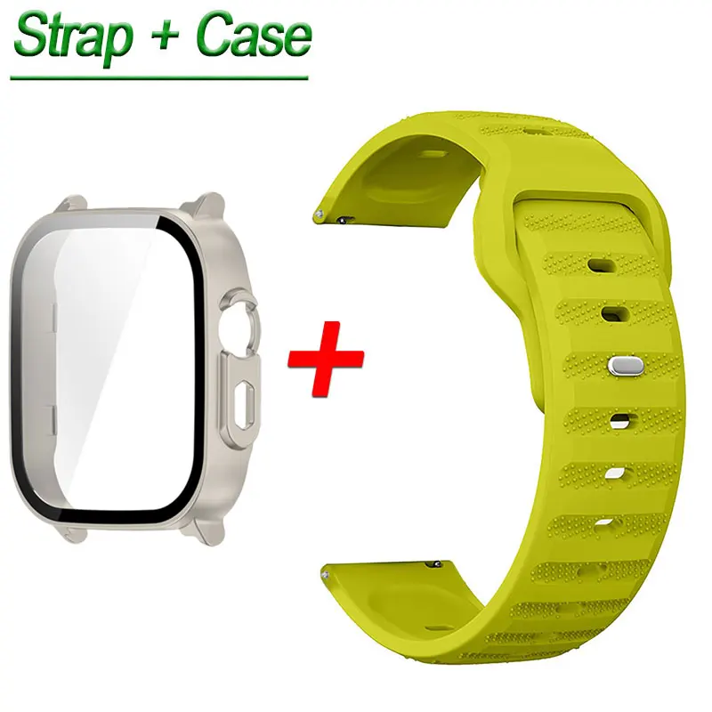 Silicone Strap and Tempered Glass Shell with Soft Bracelet Band for Smart Watch - Stylish Protective Accessories