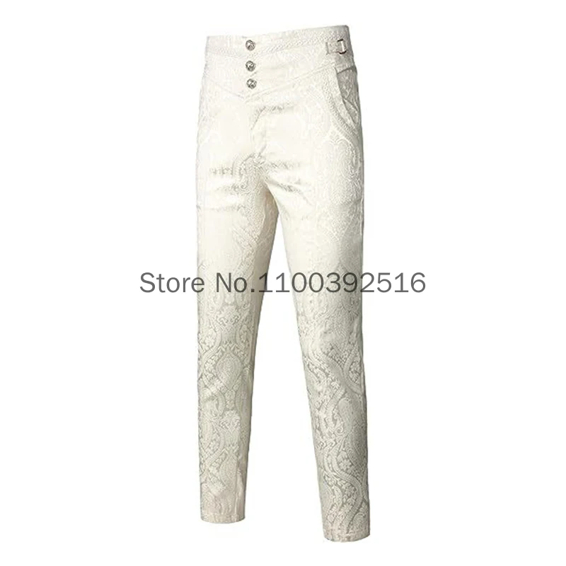 New Medieval Men's Trousers Jacquard Gothic Steampunk Stylish Buttons Classic Black Burlesque Mens Vintage Pants S-5XL