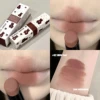 1pc Waterproof Matte Coffee Brown Lipstick Moisturizing Long Lasting Not Easy To Fade Low Saturation Rose Pink Brown Lip Gloss
