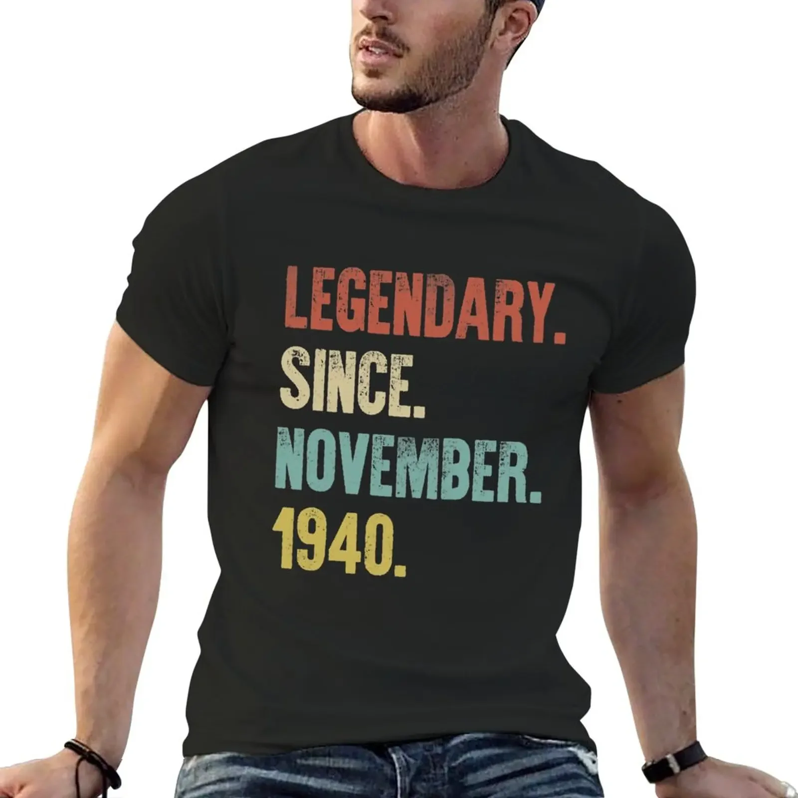 

Retro Vintage 80th Birthday Legendary Since November 1940 T-Shirt plus sizes sports fans mens graphic t-shirts pack