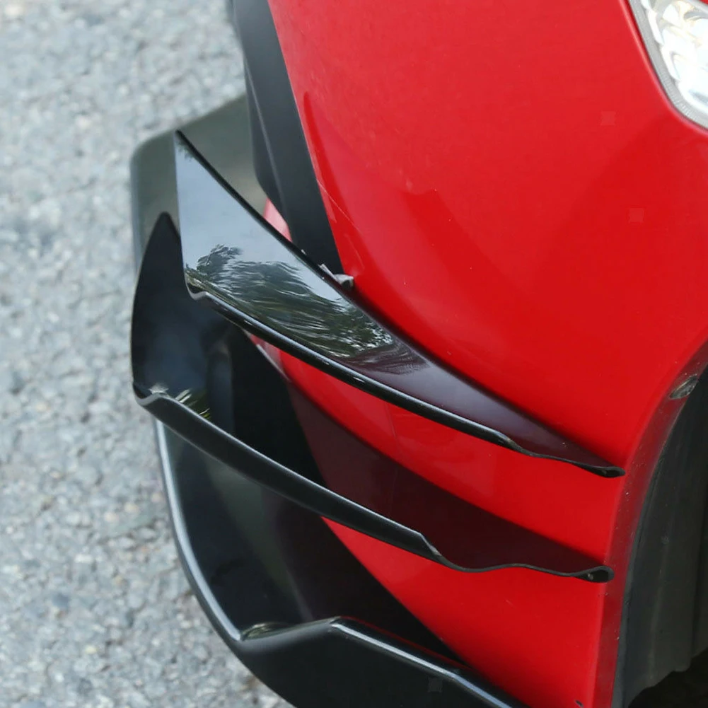

4 Piece Front Bumper Side Canards Splitter Fins Universal Black Front Bumper Spoilers Car Door Anti-collision Belt Bumper Guard