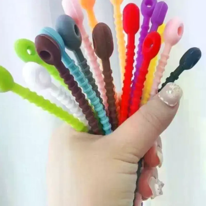 30PCS Silicone Reusable Cable Wire Organizer Winder Storage Holder Bag Ties Cord Bag Clip Food Saver Earphone Line Tidy Clips