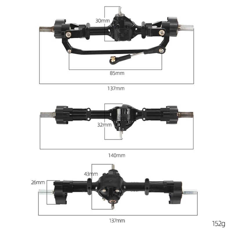 Frente Eixo Portal Traseiro Médio Conjunto para Wpl B16 B36 6x6 6wd 16 rc Peças de Reposição do Carro de Atualização Pcs - Imagem 2