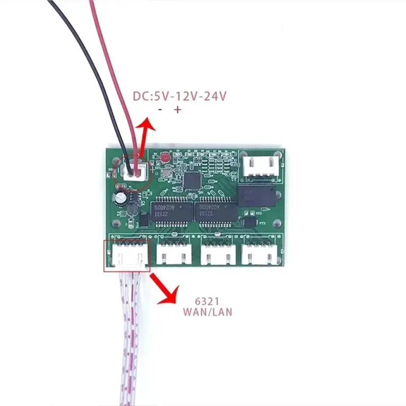 고속 스위치 미니 5포트 이더넷 TAP 스위치 10/100Mbps 네트워크 스위치 허브 PCB 모듈 보드