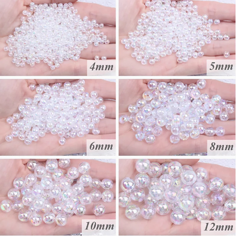 Cuentas Acrílicas Transparent AB, 1000 Piezas, Redondas, Color Mezclados, 4mm, Agujero: 1,5mm - AliExprs