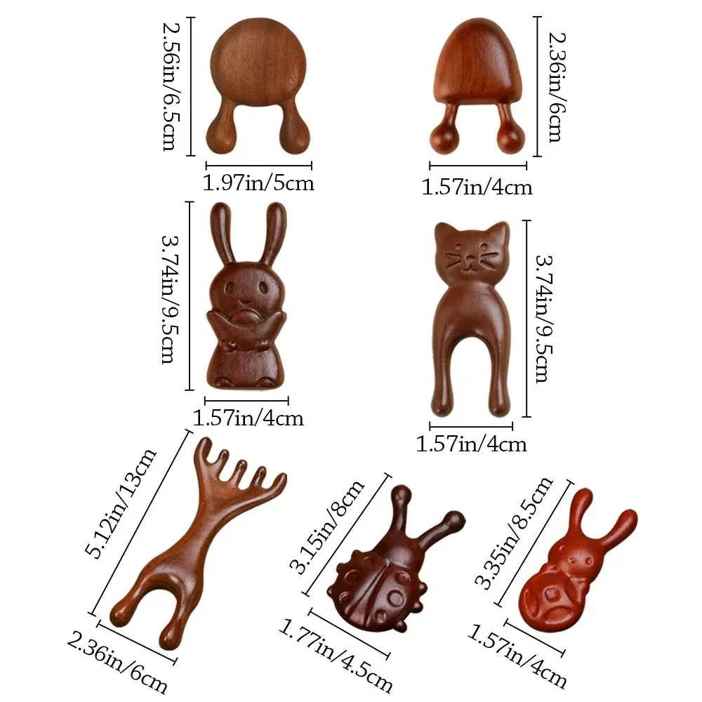 Face Scalp Gua Sha Massager Sandalwood Anti-Static Body Meridian Massage Comb Help Blood Circulation Nose Shaper