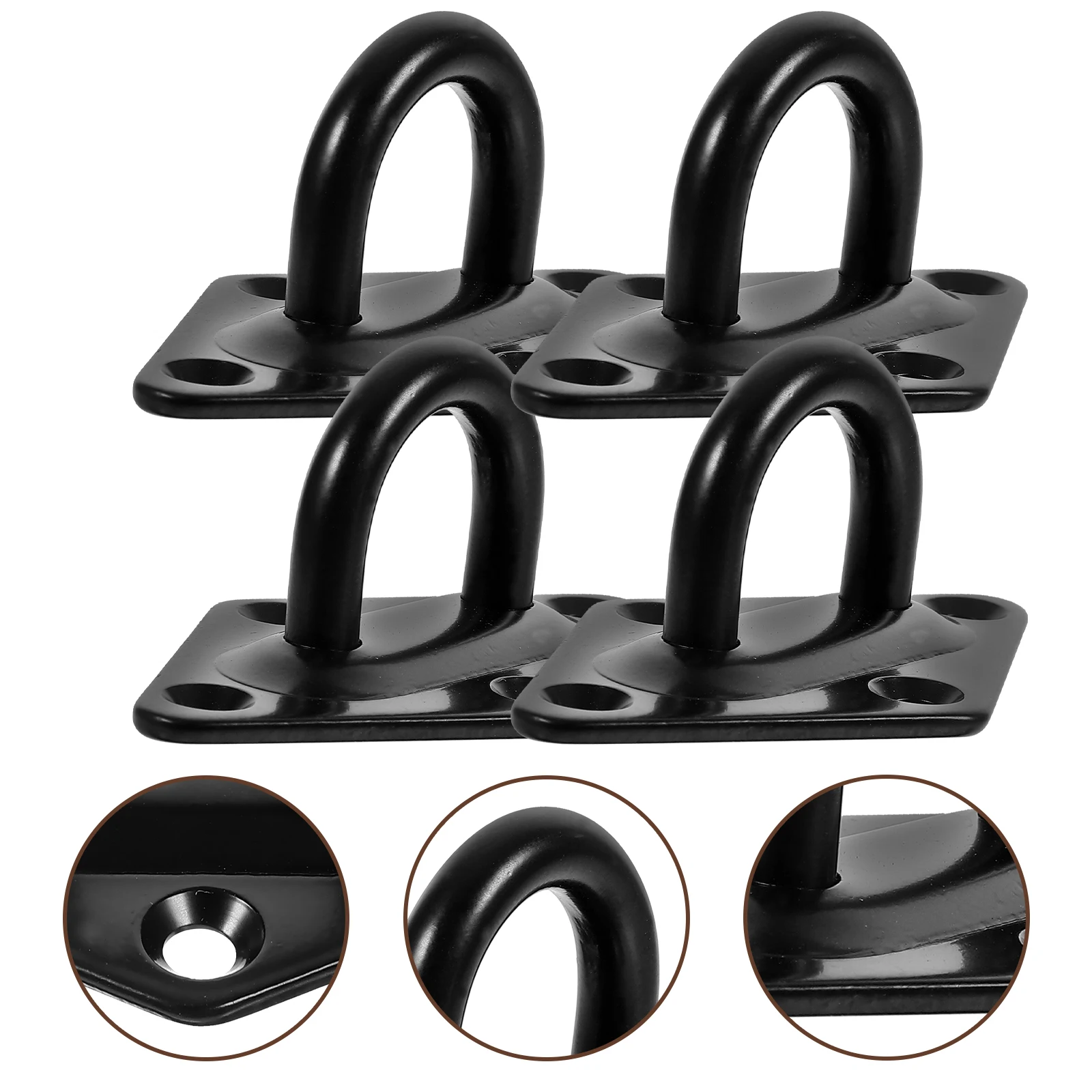 4 Pcs Pad Eye Plate Hook Stainless Steel Ceiling Hooks U Hooks Wall Mounted Black For Hanging Pad Eyes Plate