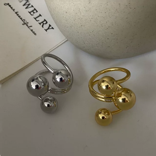 52492-fb822b.jpg Exaggeration Punk Metal Personality Irregular Three-layer Design Ball-Shape Rings for Women Fashion Simple Adjustable Rings GIft