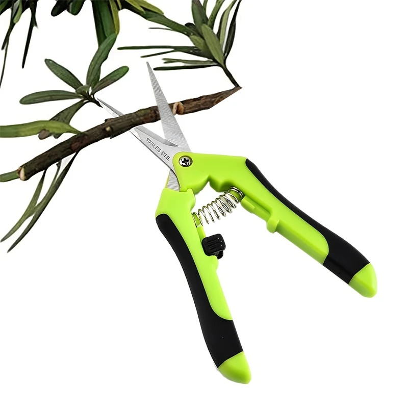 1Pc Professional Stainless Steel Gardening Hand Pruners Micro-Tip Pruning Snips with Straight Blades for Trimming Garden