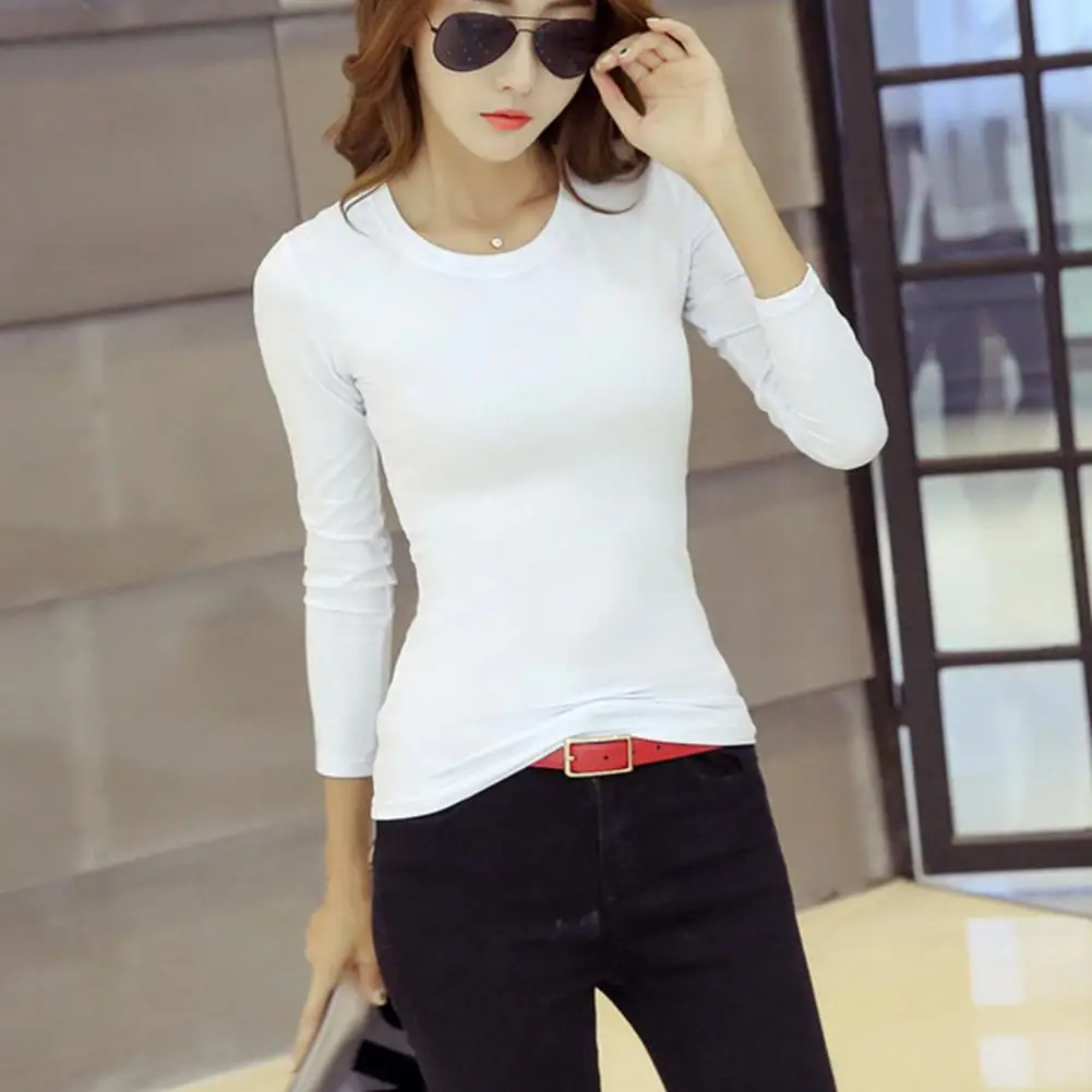 

Female Bottoming Top V Neck Lady Bottoming Blouse Windproof Ladies Casual Bottomed Tops