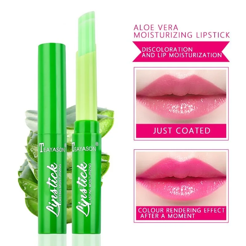1pc Portable Aloe Vera Lip Balm Moisturizing Matte Lipstick Color