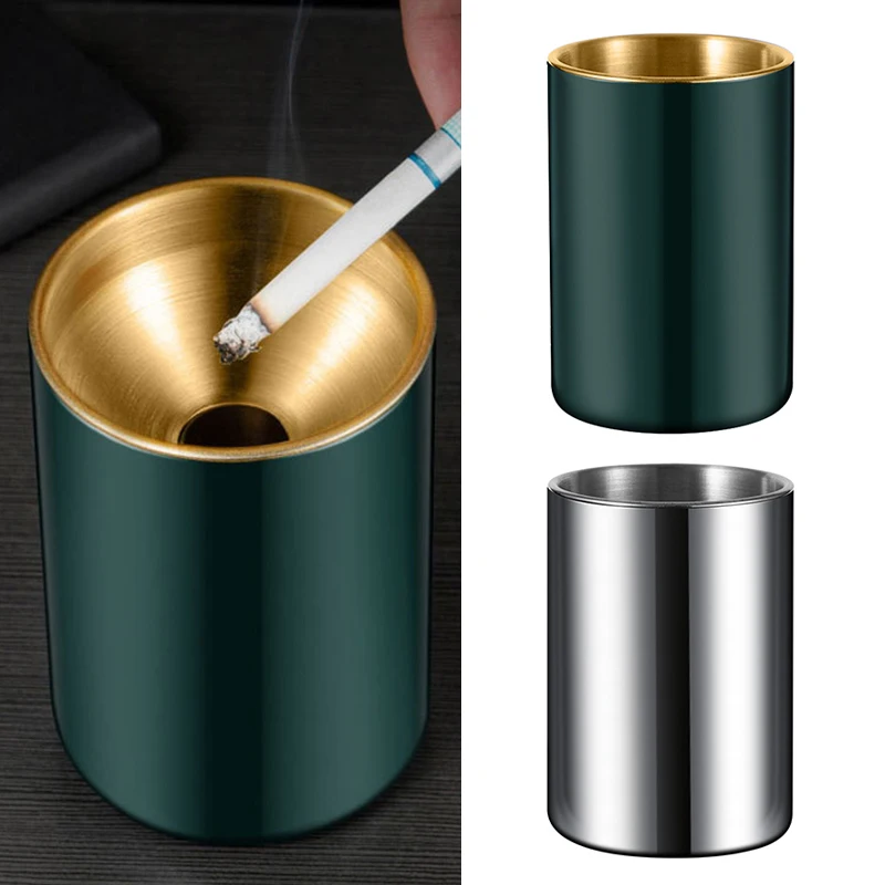 Ashtray Round Windproof Stainless Steel Smokeless Cigar Ashtray Terrace Indoor stainless steel ashtray metal ashtray