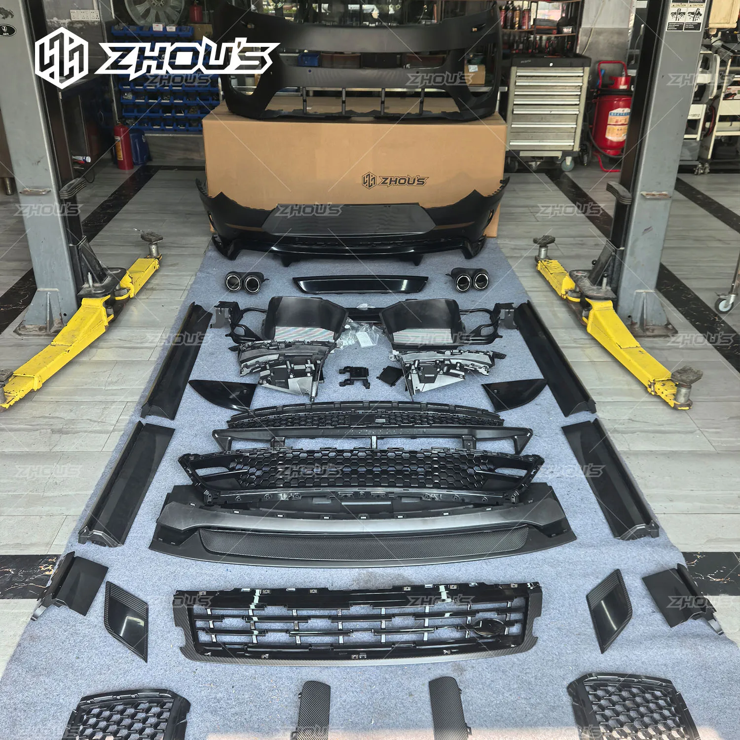 Zhous Design Latest Custom Auto Parts for Land Rover Sport L461 Side Skirt Rear Bumper SV Style Body Kit