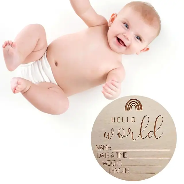 Panneau d'annonce de naissance de nouveau-né, panneaux d'arrivée de bébé en  bois pour les tout-petits, Hello World, accessoire photo arc-en-ciel, 4 po  - AliExpress