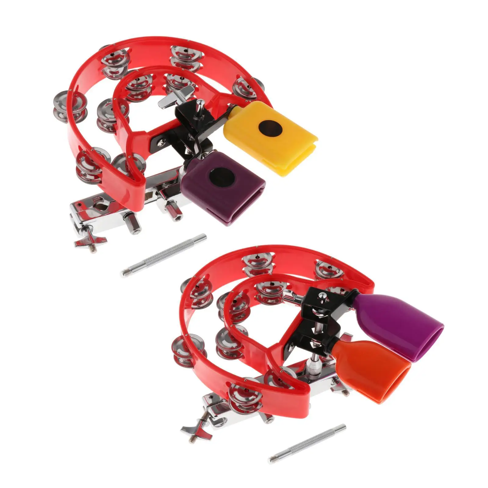 Clamp Held Tambourine Bell Musical Percussion Block Music Instrument high and