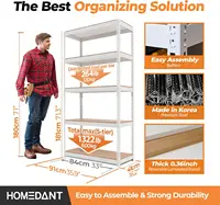 5 Tier Storage Shelves Adjustable Laminated Garage Metal Shelving Unit Heavy Duty Utility Rack Shelf Warehouse Pantry Closet 2
