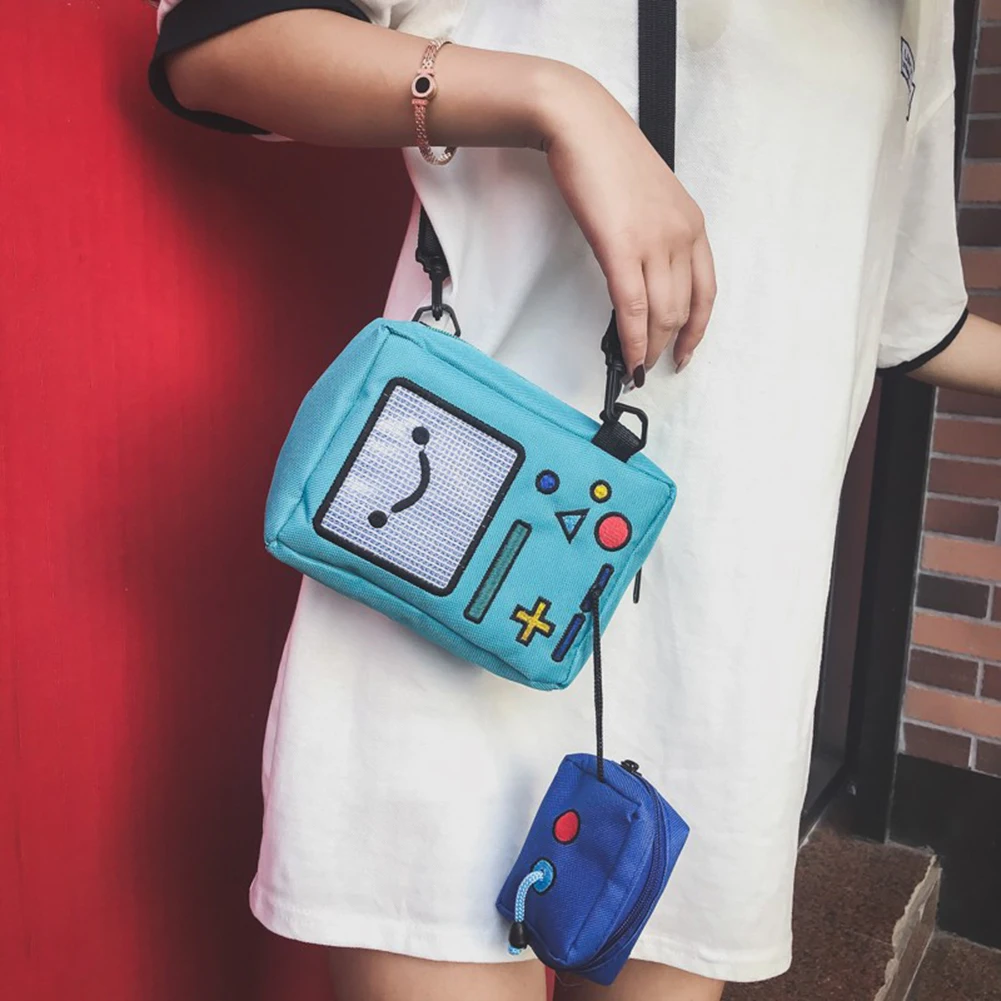 Shoulder Bag Crossbody Bag Canvas Bag Cartoon Anime Adventure Time BMO Zipper Bags for Women Phone Purse