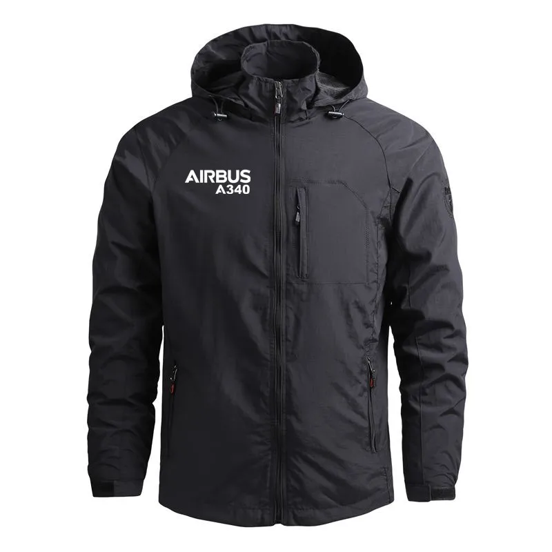 thumbnail image 1 of Nuevo Rompevientos ligeros pilotos Airbus A340 prendas de vestir exteriores Casual con capucha vuelo aviación hombres chaquetas abrigos, 1 of 4
