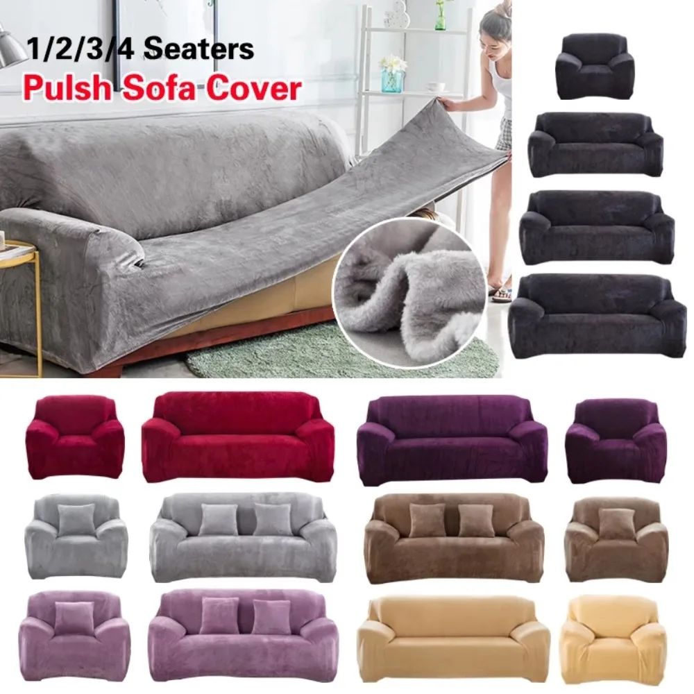 Velvet Sofa Cover Thick Elastic 1/2/3/4 Seater Sofa Cover for Living Room Velvet Plush L Shaped Corner Sofa Cover Couch Cover - Image 2