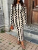 2026 Spring/Autumn new arrival  womensclothing Black and Gray Wavy Stripe Fashion Print Dress Fitted Elegant Long Sleeve dresses