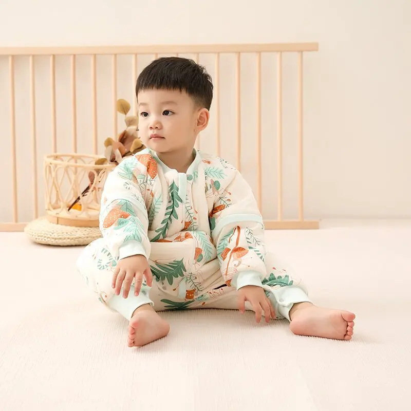 Baby Sleeping Bag Thickened Warm Children's Cotton Clip Cold Baby Clothing Bodysuit Thermostatic Sleeping Bag Autumn Winter