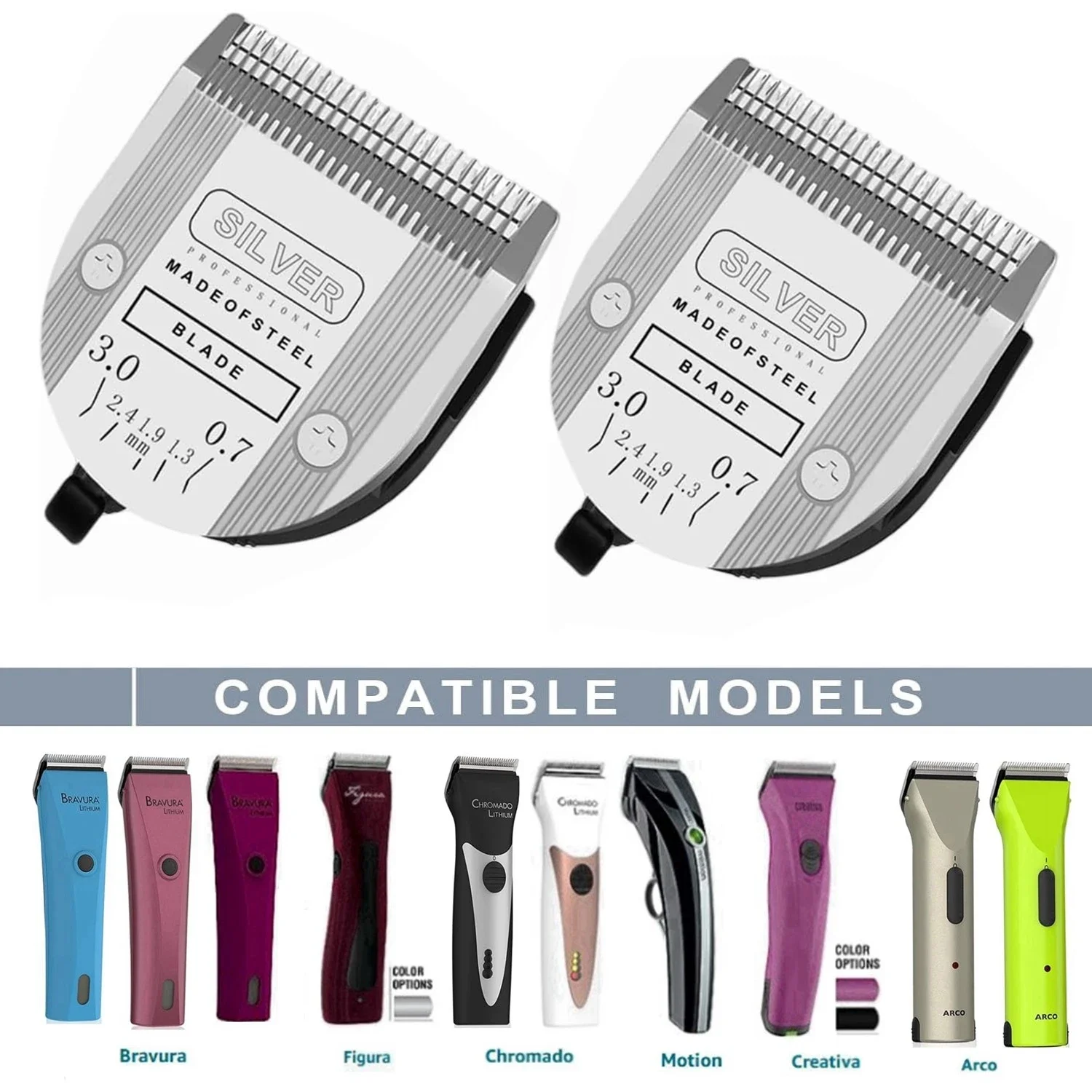 Pro 5in1 Detachable Adjustable Replacement Blades For Wahl Animal Arcos Bravura,Chromado,Creativa,Figura Pet Dog Horse Clippers