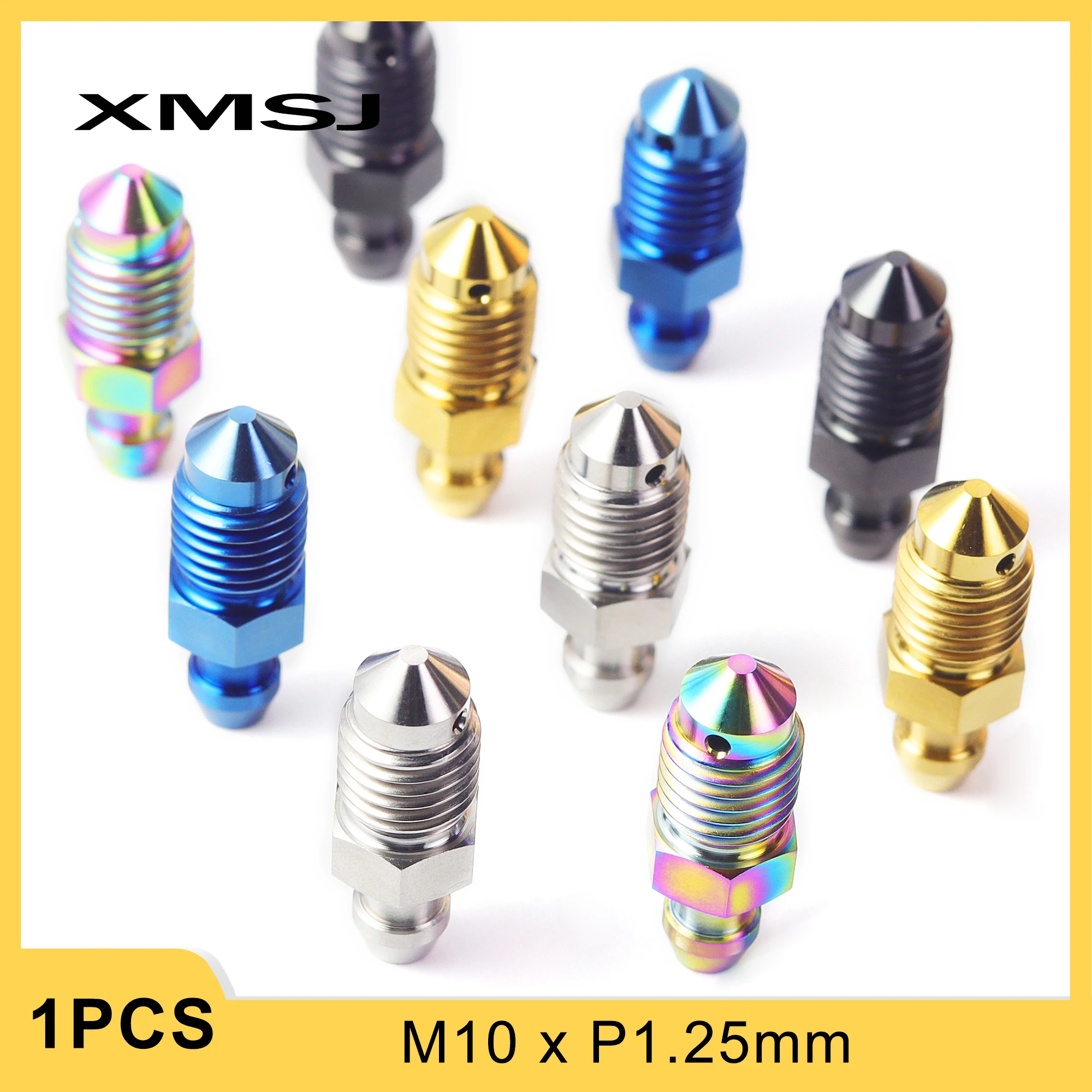 

XMSJ Motorcycle Air Bleed Bolt Brake Caliper Oil Drain Screws Deflation M10x1.25mm Titanium Bolt Bleeder Screw For Brembo