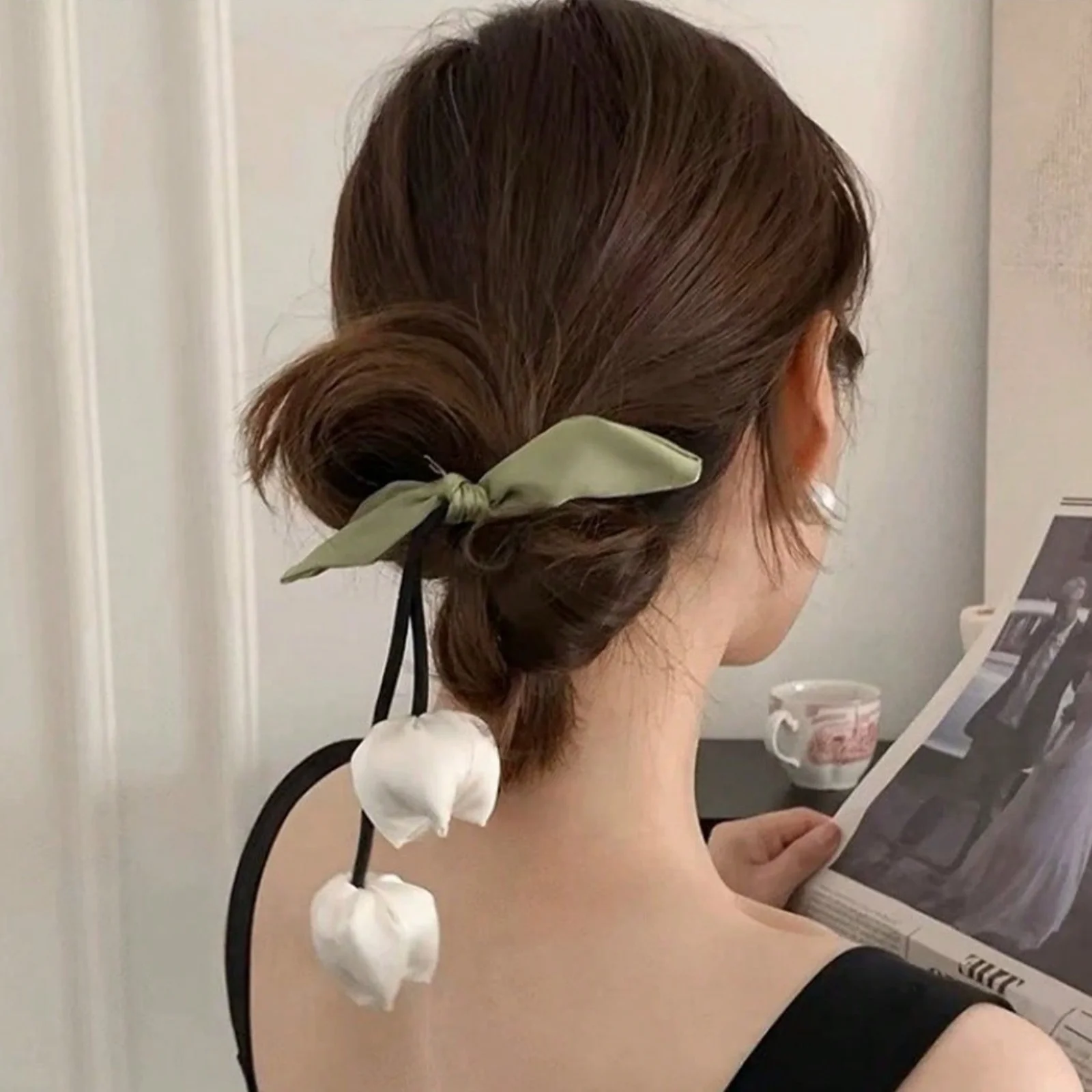 2/4PCS Sweet Bow And Mini Hair Scrunchies Set, Korean - Style Elegant Hair Accessories For Braided Hairstyles，Cute Hair Ties