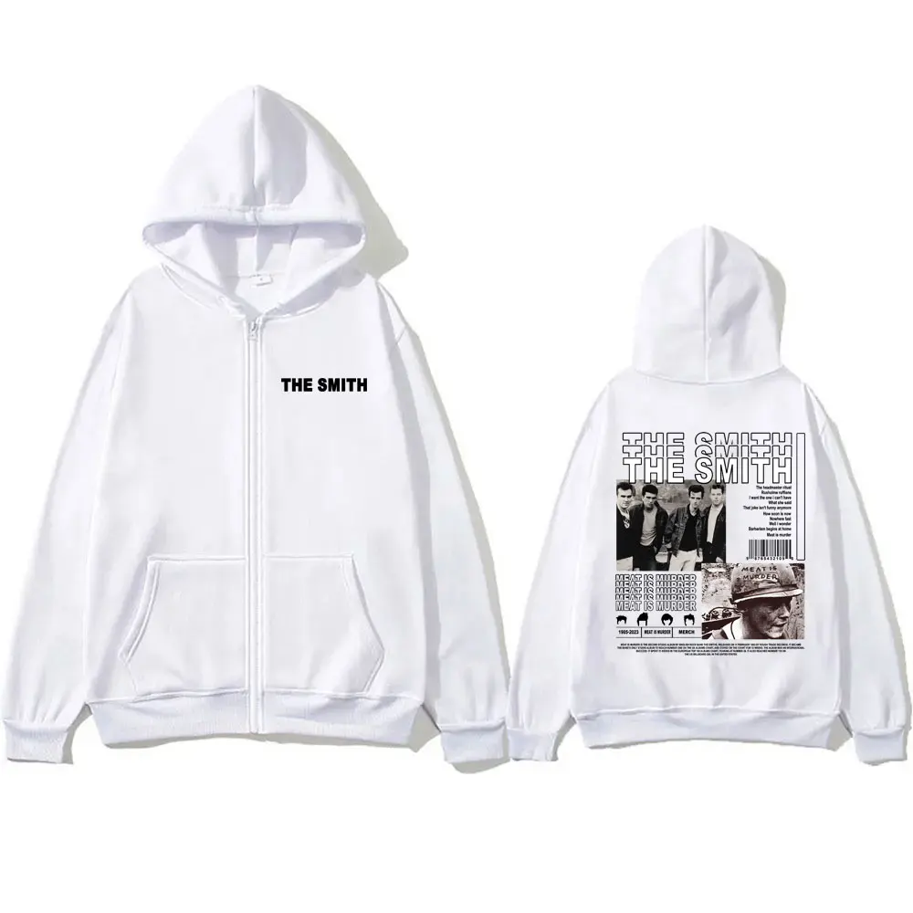 British Rock Band The Smiths Meat Is Murder Music Album Graphic Zipper Hoodie Men Women Vintage Casual Zip Up Jacket Sweatshirt