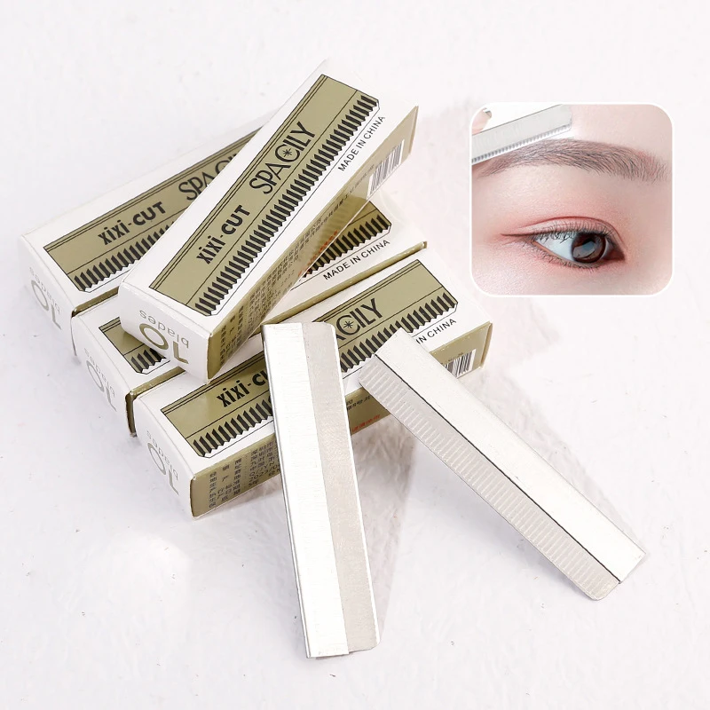 Eyebrow Trimmer Set Eyebrow Trimmer Foldable Takeaway Eyebrow Trimmer Stainless Steel Safety Eyebrow Shaver Trimming Portable Facial Hair Retainer With 10 Blades