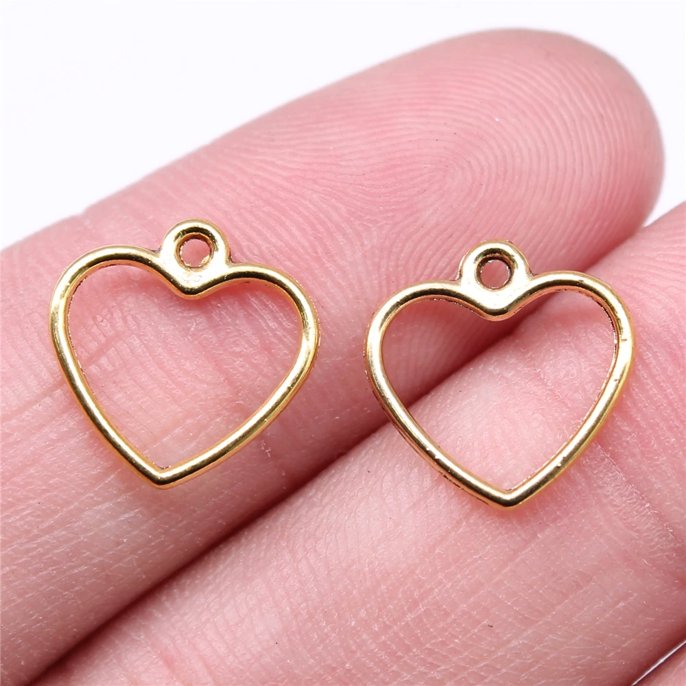 40pcs 14x13mm Antique Silver Color Hollow Heart Charms Pendant For Jewelry Making DIY Jewelry Findings jewelry metal silver alloy
