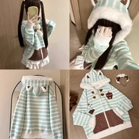 Vintage Kawaii Long Sleeve Loose Coat with Hooded Women Japanese Cute Zipper Sweatshirts Female Casual Y2k Jacket Overcoat Chic - Image 3