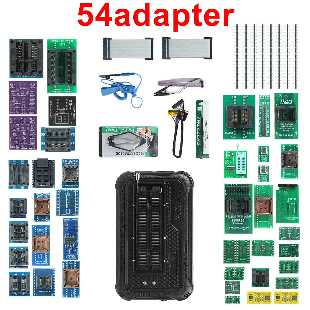 XGecu T76 USB3.0 범용 프로그래머(54개 어댑터 포함)는 EEPROM, NOR, NAND, EMMC, MCU, GAL을 지원하며, Minpro 프로그래머의 대체품입니다.