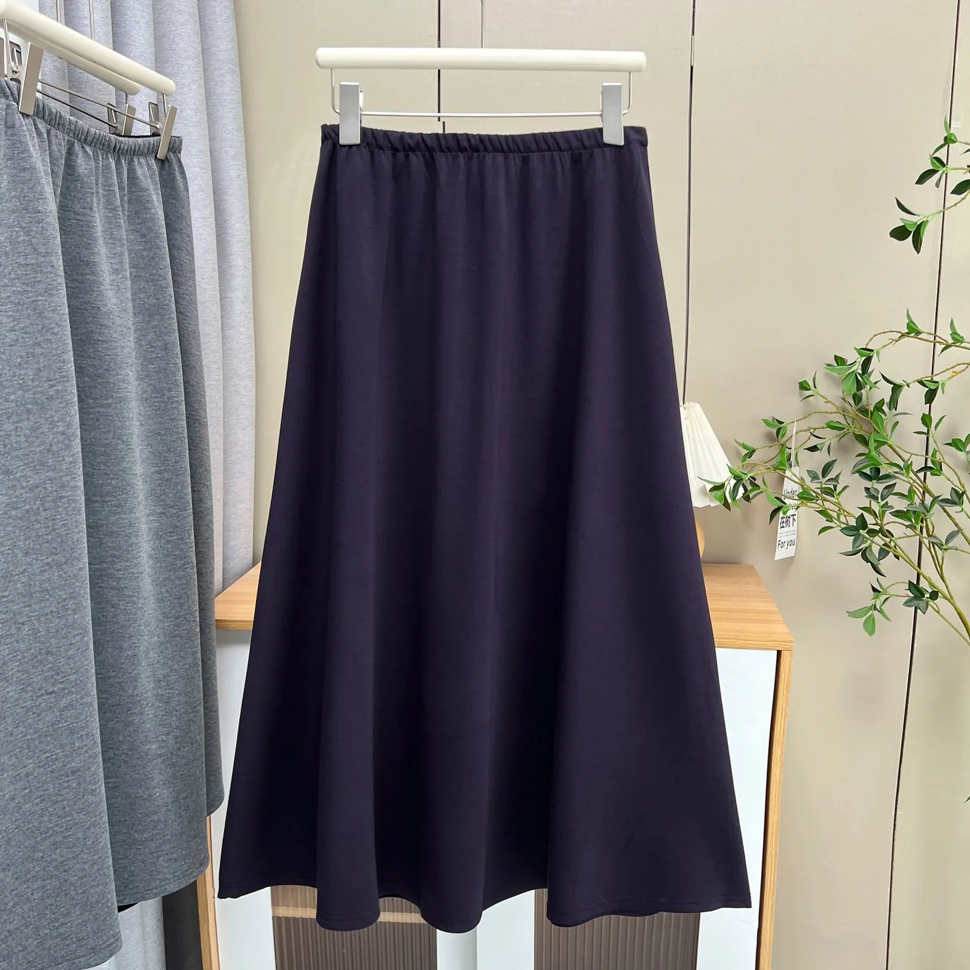 XXXXL Fashion Plus Size Women's Skirt Autumn New Simple Solid Color Soft A-line Skirt