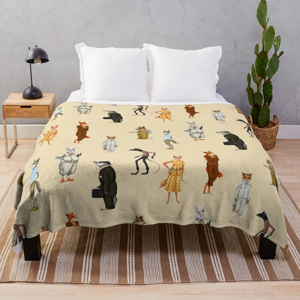 

Fantastic Mr. fox and Mrs. Fox Family Sticker pack Throw Blanket Sofa Throw Decorative Throw Blankets