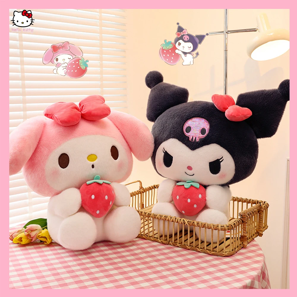

60 см Sanrios аниме мультфильм Kuromi Melody Kawaii клубника милые объятия плюшевые куклы декор комнаты игрушки для детей Сюрприз Рождественский подарок
