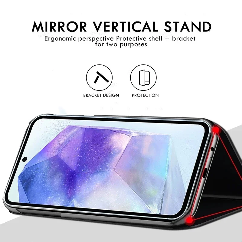 Luxury Leather Flip Mirror Phone Case with Enhanced Support