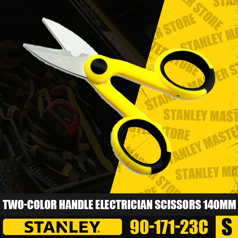 Description Picture 2 of itemSTANLEY 90-171-23C Two-Color Handle Electrician Scissors 140mm Hand Tools Wire Cutting and Stripping Multifunctional Scissors