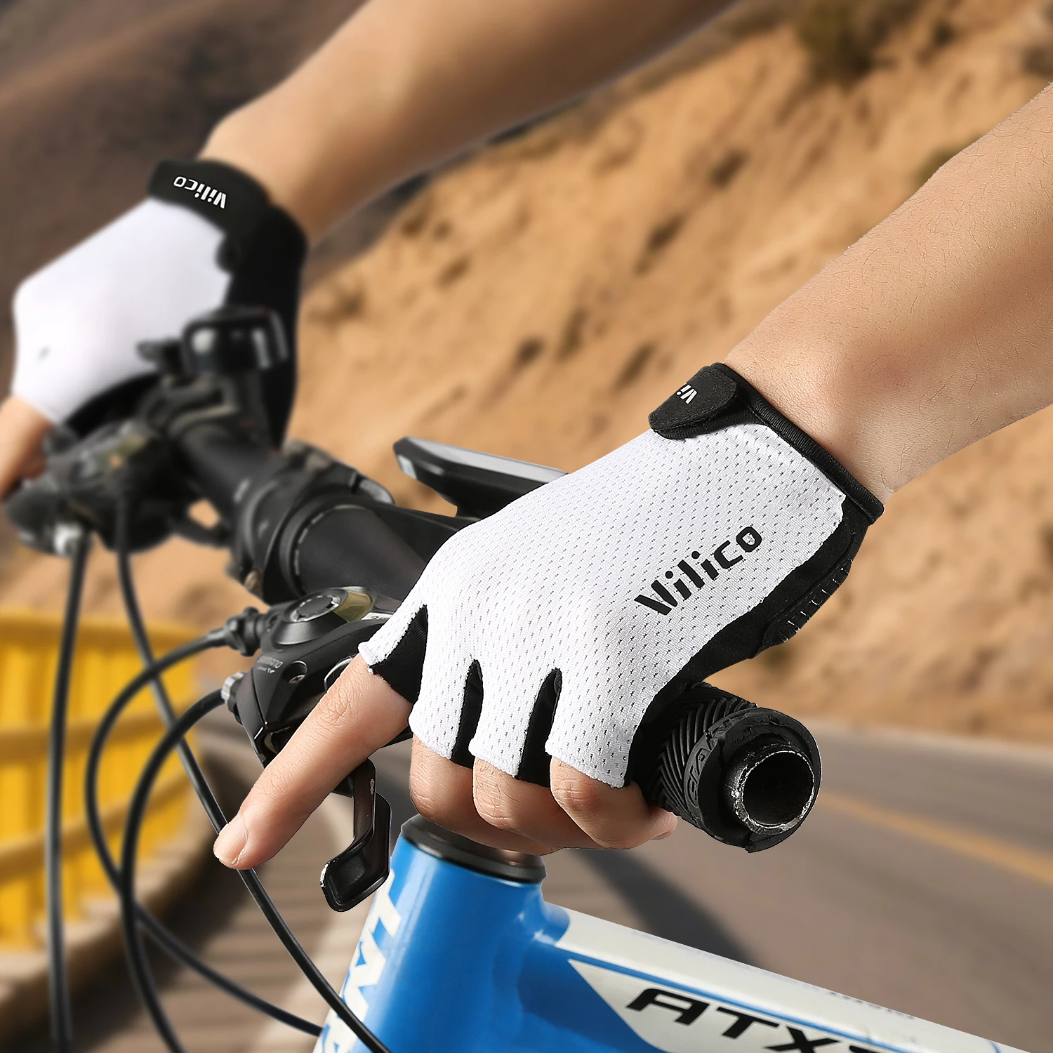 Sports Cycling Gloves For Men,Anti Slip,Shock-Absorbing,Wear-Resistant,Anti Cocoon,Breathable,Half Finger Training Fitness Glove