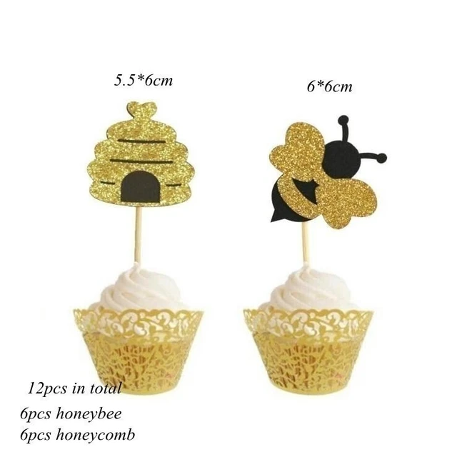10pcs Glitter Bumble Bee Cupcake Toppers Baby Bee Gender Reveal Baby Shower  Birthday Party Cupcake Cake Food Decoration Supplies - AliExpress