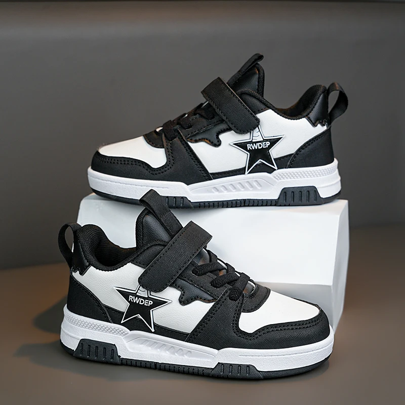 

2023 New Children PU Leather Sneakers Fashion Skateboard Shoes for Kids Casual Running Shoes Tennis Shoes for Boys Girls Student