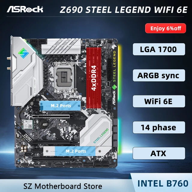 ASROCK Z690 STEEL LEGEND WIFI 6E Z690 Motherboard ATX For ASROCK Z690 STEEL LEGEND WIFI 6E Z690 Motherboard ATX For