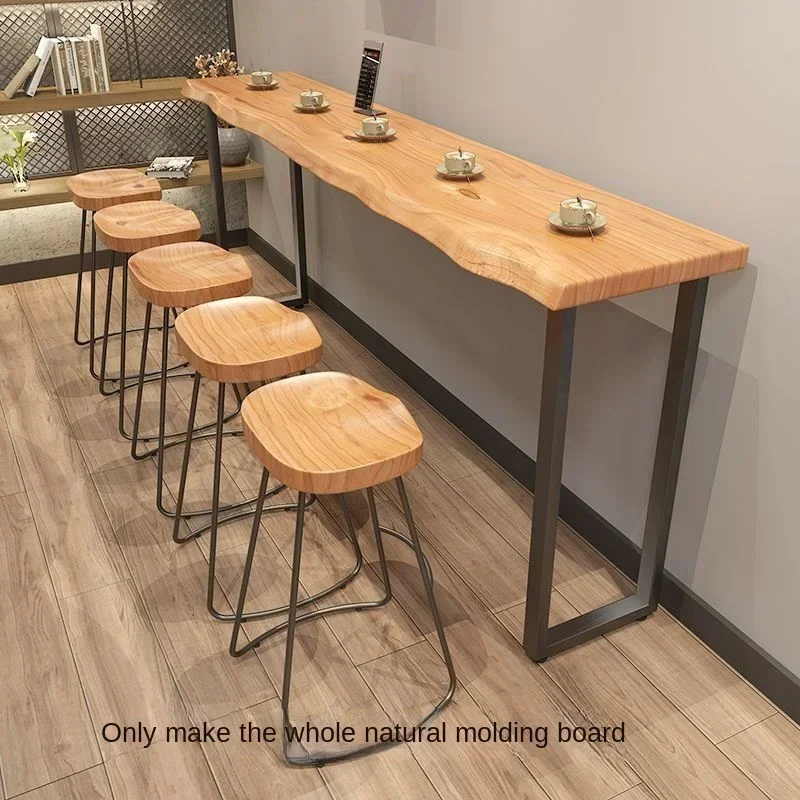 Bar Table Chair Combination Bar Table VIP6 Solid Wood Bar Long Bar Table Home High-foot Balcony Dessert Shop Table and Chair Leisure Combination
