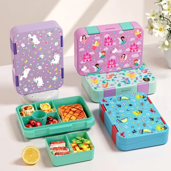 1100ml Cartoon Printed Lunch Box Microwavable Bento Box Halloween Interlayer Leakproof Storage Box Hermetic Containers Students