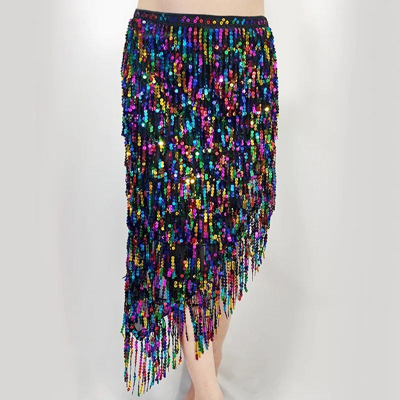 New Sequin Long Tassel Skirts for Women Halloween Christmas Performance Hip Scarf Knee Length Maxi Skirt Black Pink Party Robes spring autumn women s summer elastic high waisted solid bright silk sequin loose casual knee mini elegant office lady skirt