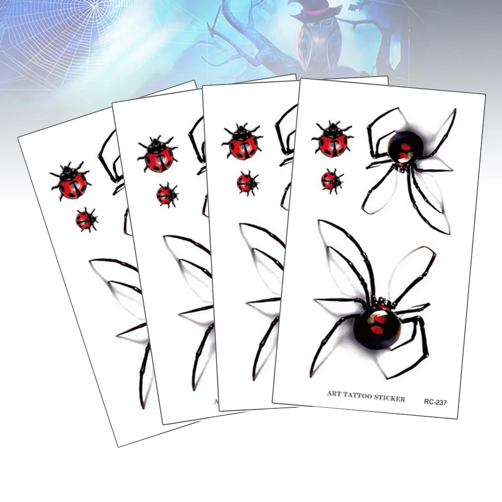 

Временные татуировки, наклейка, 4 шт., страшная наклейка на тело, съемные наклейки для детей и мужчин