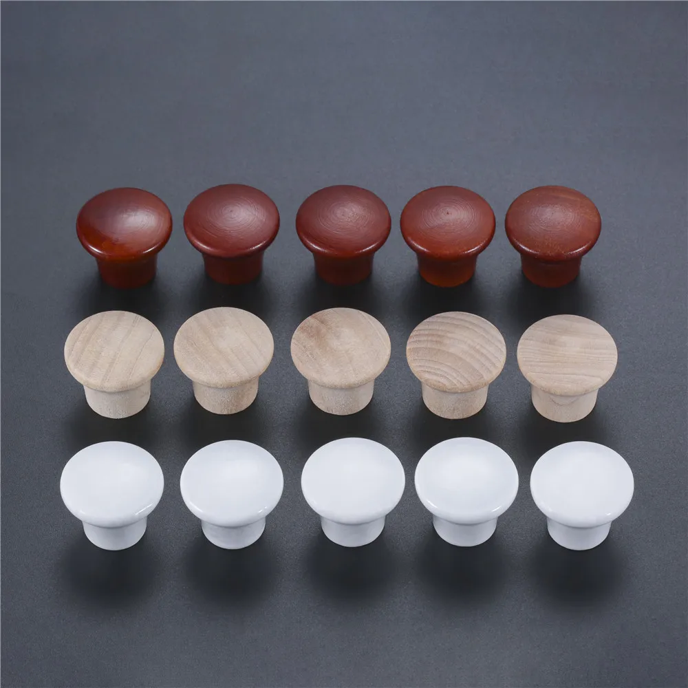 Furniture Knobs Mini Wood Knobs 5pcs with Screw for Cabinet Drawer Dresser