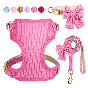 3PCS Dog Collar Harness Leash Set Breathable Dog Harnesses